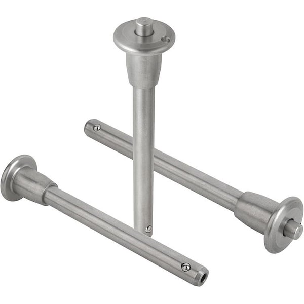 Ball Lock Pin With Mushroom Grip, D1=10, L=100, L1=9, L5=109, Stainless Steel, Comp:Stainless Steel